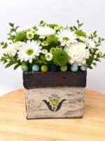 Folk Floral Bead-Rim Vase