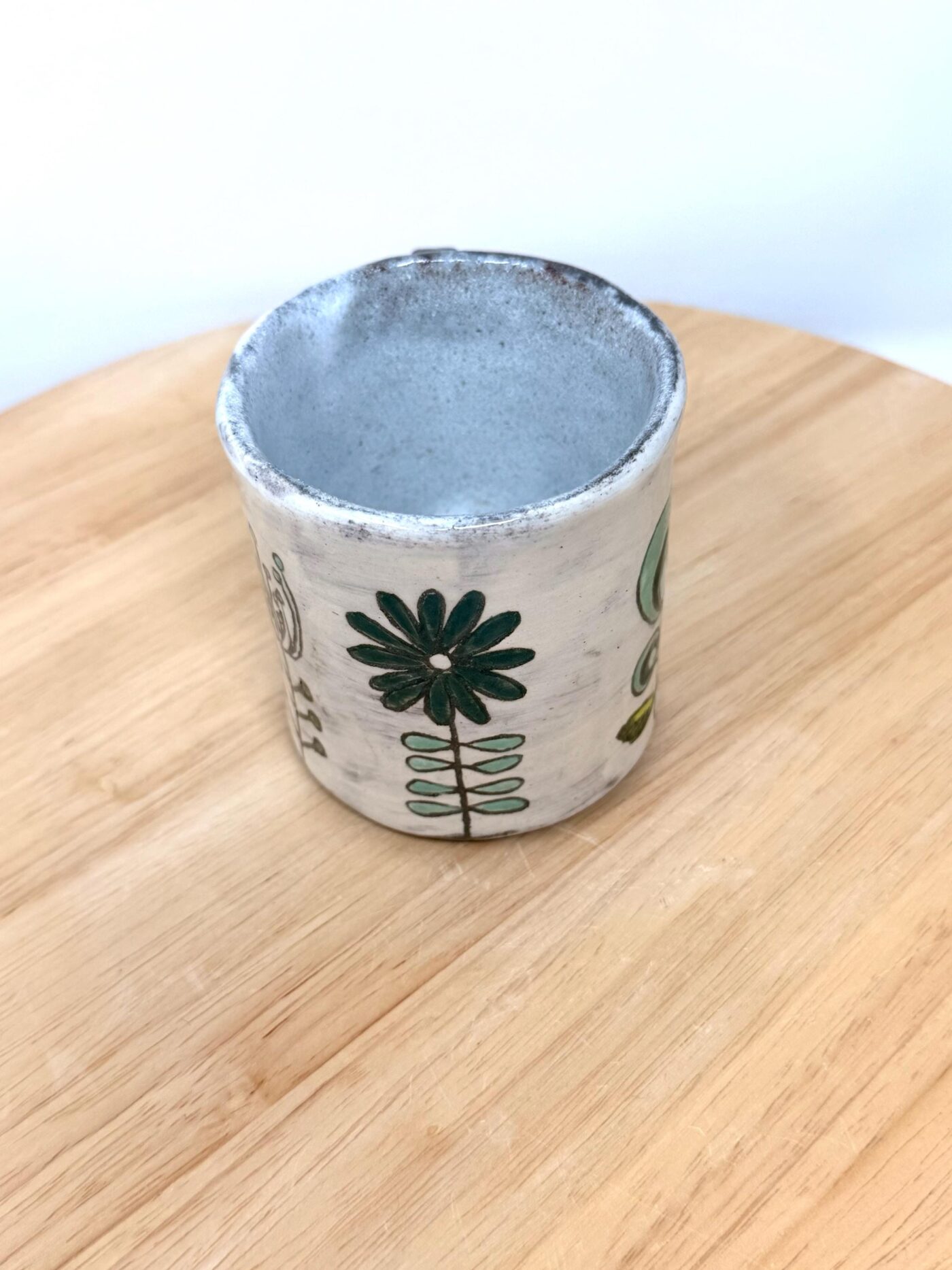 Handmade Ceramic Mug – Rustic Terracotta Stoneware, Sgraffito Folk Flower Design (8 of 14) -- Fabode Ceramics