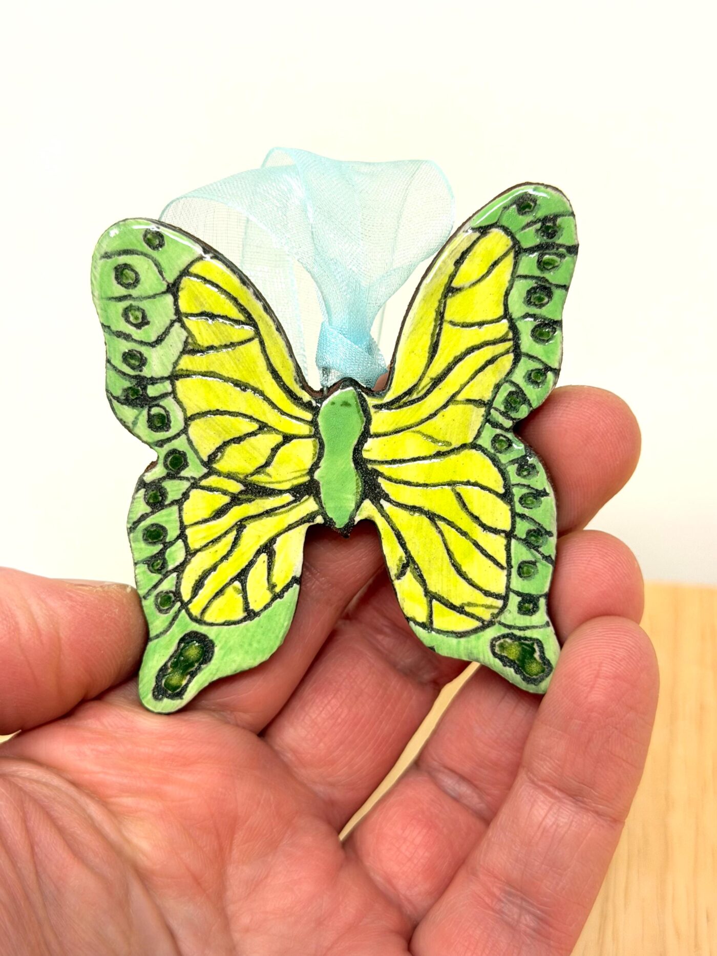 il_fullxfull.7735458022_p0n2.jpg Handmade Ceramic Butterfly Ornament – Yellow & Green Folk Art Wall Hanging – Rustic Terracotta Home Decor (1 of 8) -- Fabode Ceramics