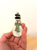 Hand-Painted Ceramic Snowman Ornament – Terracotta Clay Christmas Decoration (1 of 6) -- Fabode Ceramics