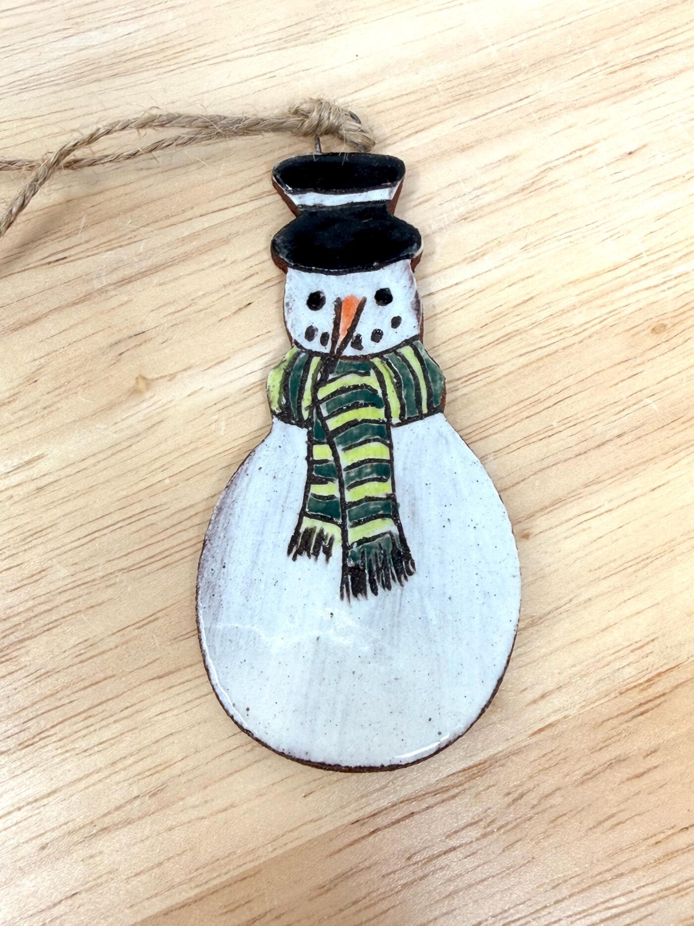 Handmade Ceramic Snowman Ornament – Rustic Terracotta Christmas Tree Decoration (6 of 7) -- Fabode Ceramics