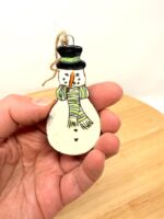 Handmade Ceramic Snowman Ornament – Rustic Terracotta Christmas Tree Decoration (1 of 5) -- Fabode Ceramics