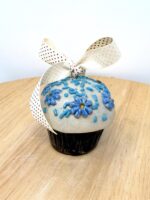 Blue Floral Muffin Ornament – One of a Kind Handmade Ceramic Decoration (1 of 12) -- Fabode Ceramics